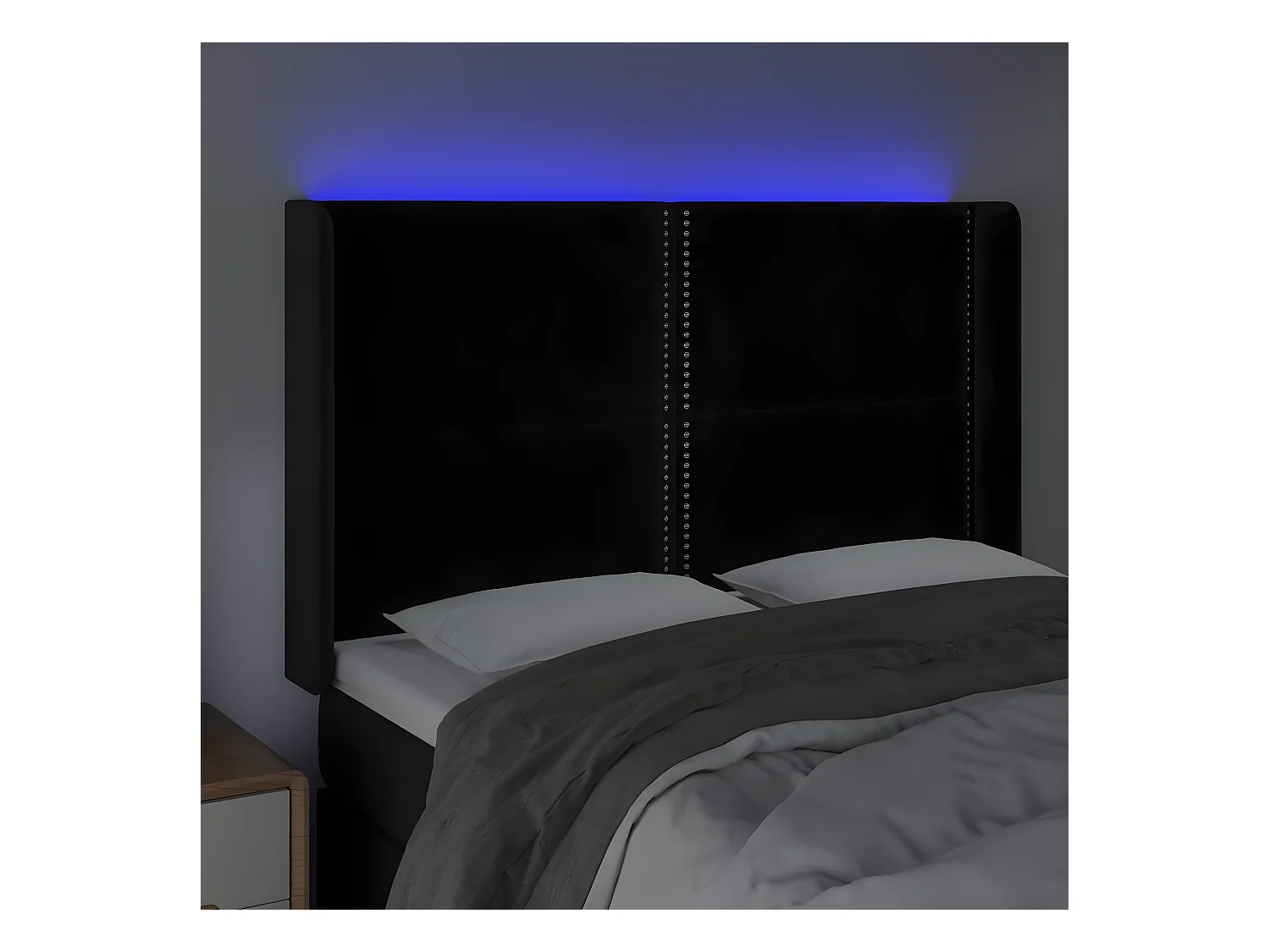 LED - Kopfteil für Bett | Bett-Kopfteil Schwarz 147x16x118/128 cm Samt -MN584779