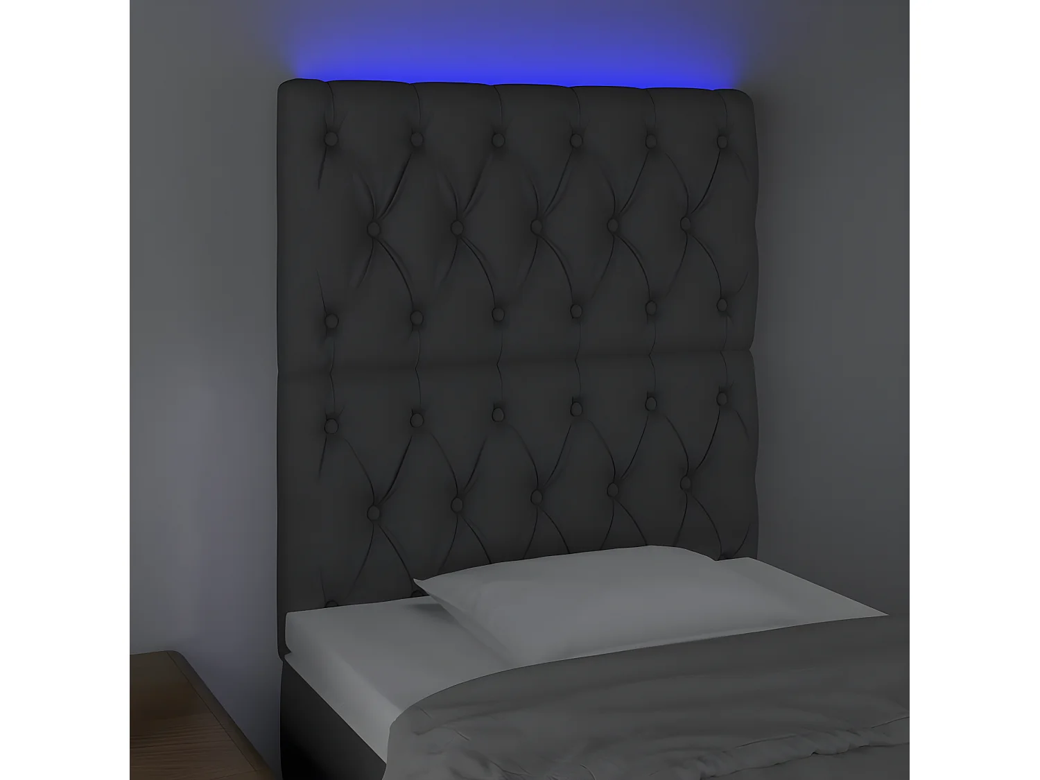 LED - Kopfteil für Bett | Bett-Kopfteil Dunkelgrau 80x7x118/128 cm Stoff -MN376597