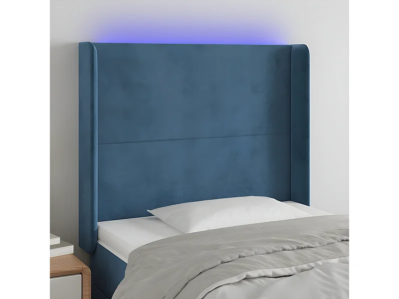 LED - Kopfteil für Bett | Bett-Kopfteil Dunkelblau 103x16x118/128 cm Samt -MN253546