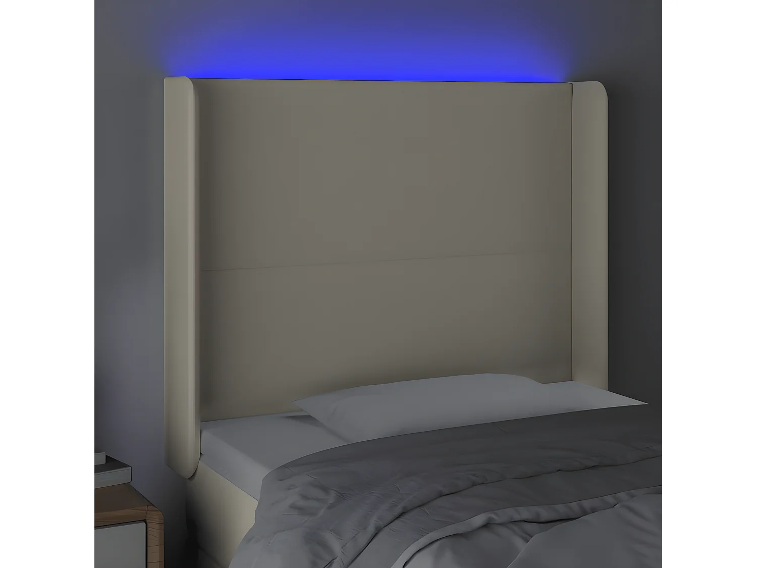 LED - Kopfteil für Bett | Bett-Kopfteil Creme 93x16x118/128 cm Kunstleder -MN511832