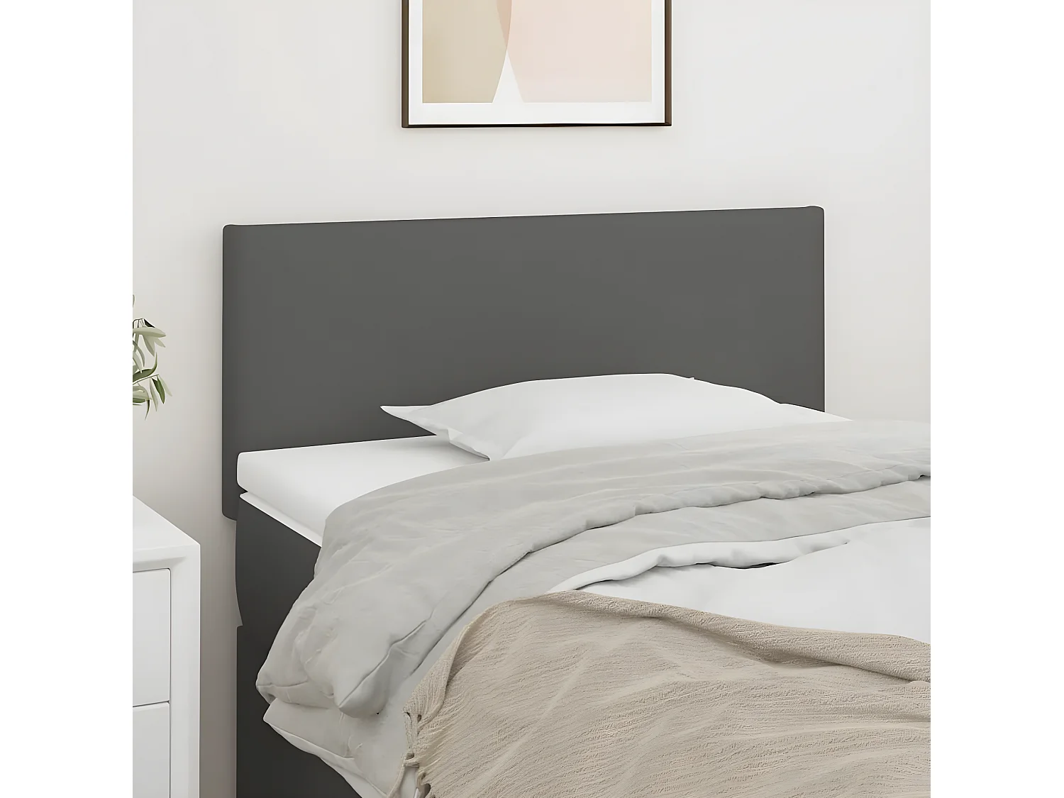 Kopfteil für Bett | Bett-Kopfteil Grau 100x5x78/88 cm Kunstleder -MN770266