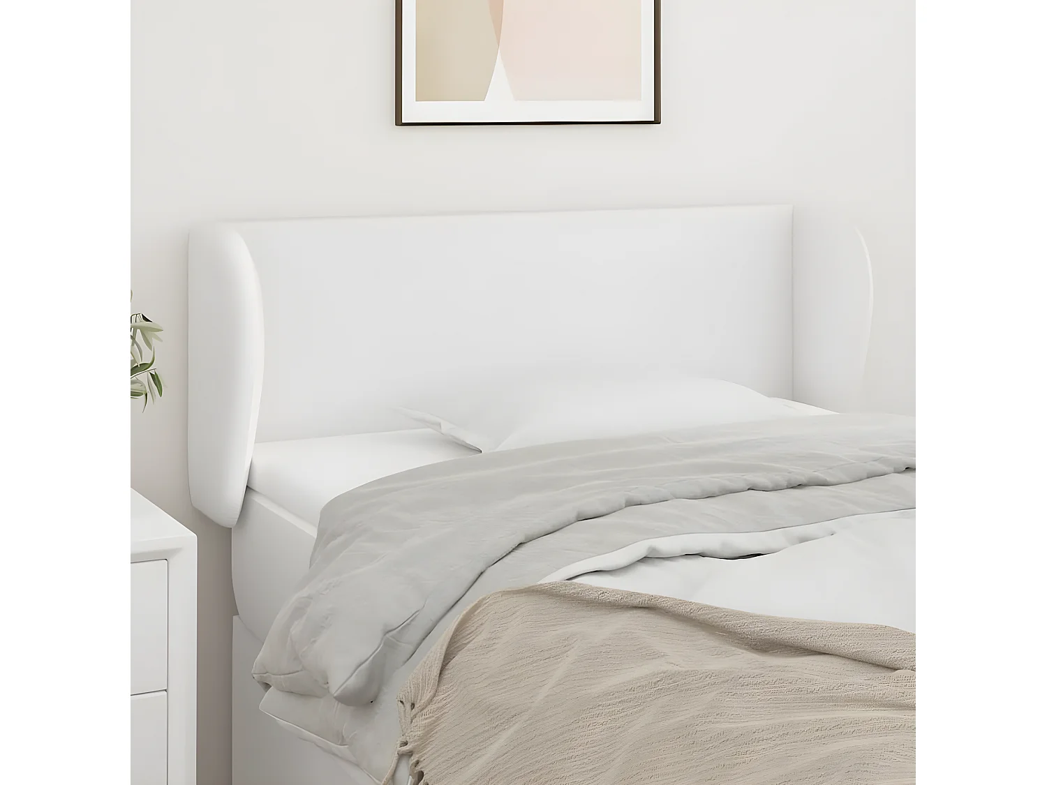 Kopfteil für Bett | Bett-Kopfteil mit Ohren Weiß 103x23x78/88 cm Kunstleder -MN803927