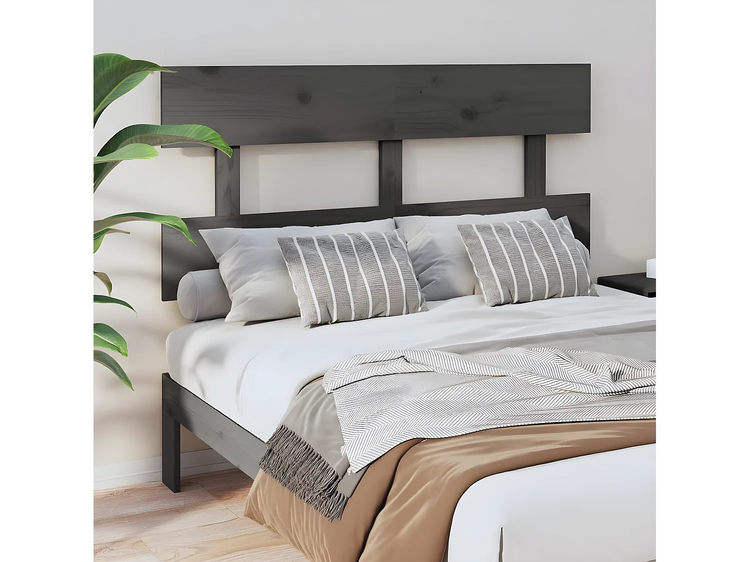 Kopfteil für Bett | Bett-Kopfteil Grau 144x3x81 cm Massivholz Kiefer -MN845628