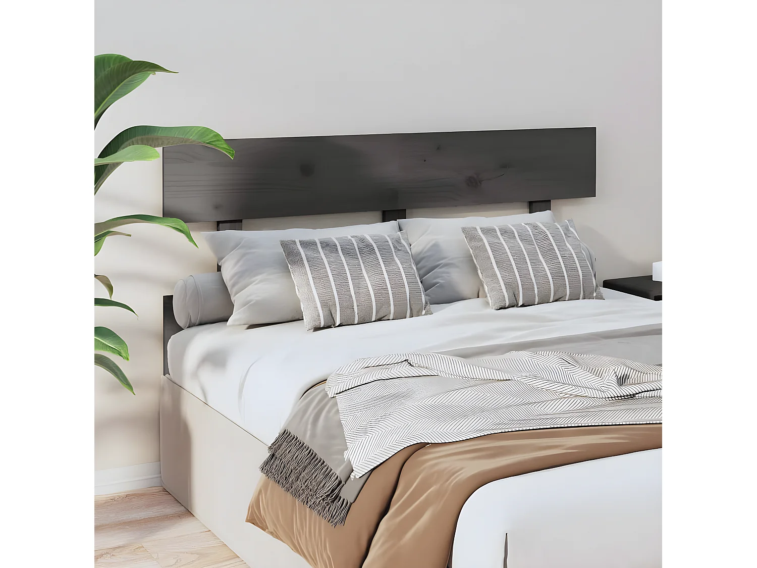 Kopfteil für Bett | Bett-Kopfteil Grau 144x3x81 cm Massivholz Kiefer -MN845628