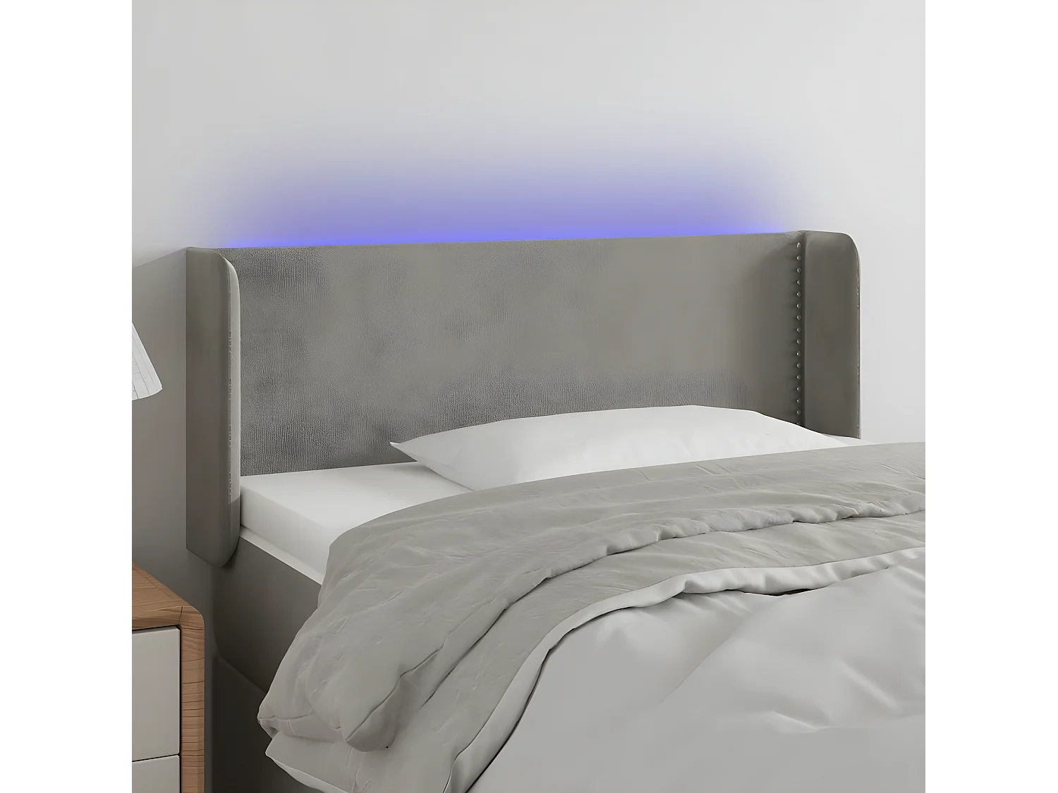 LED - Kopfteil für Bett | Bett-Kopfteil Hellgrau 83x16x78/88 cm Samt -MN817514
