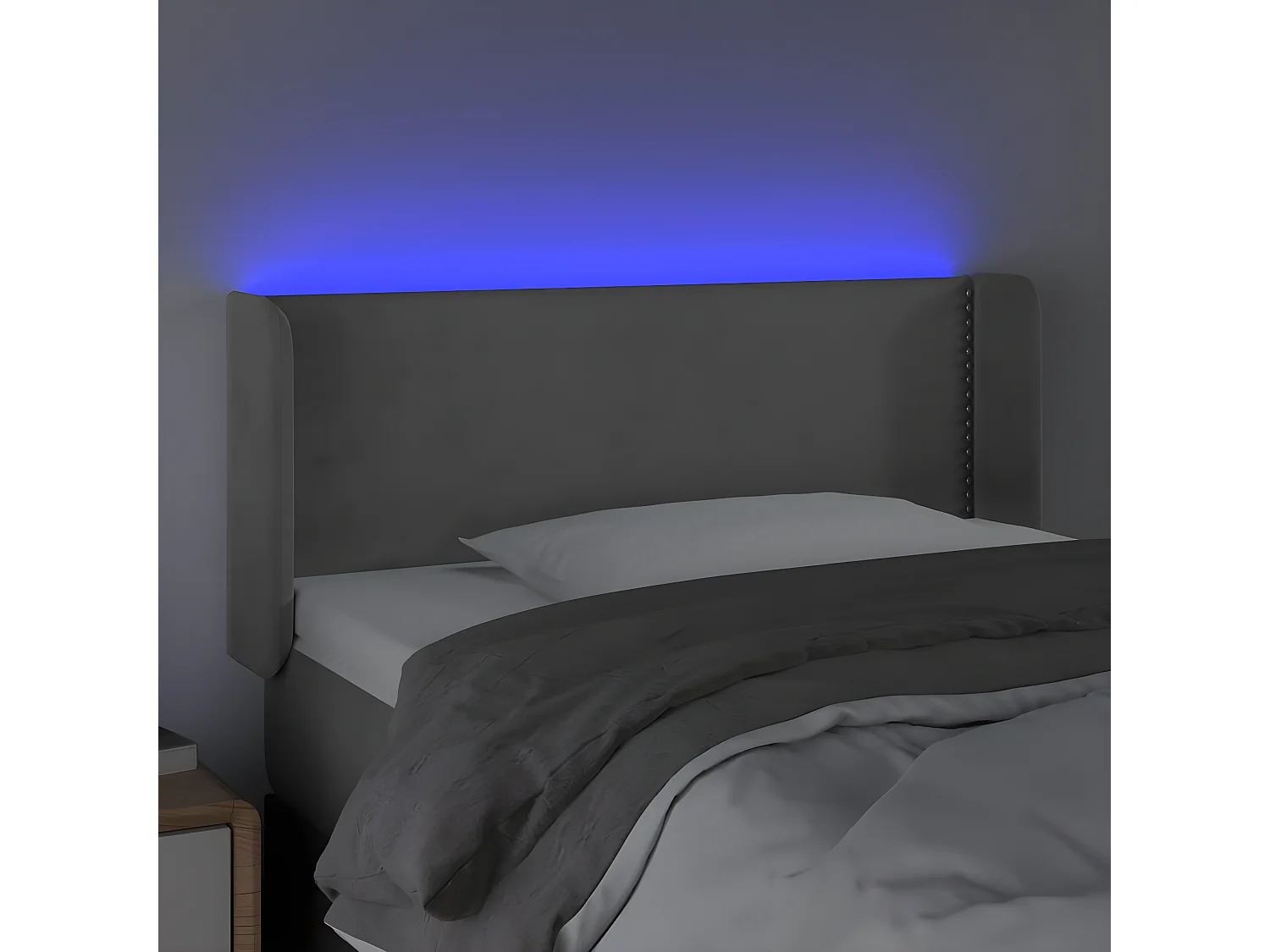 LED - Kopfteil für Bett | Bett-Kopfteil Hellgrau 83x16x78/88 cm Samt -MN817514