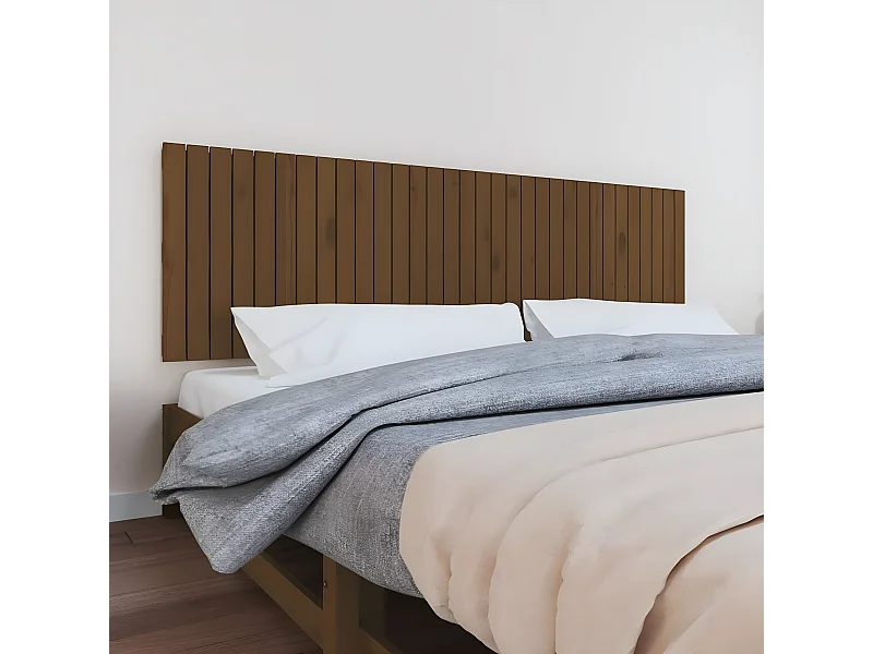 Wand-Kopfteil für Bett | Bett-Kopfteil Honigbraun 204x3x60 cm Massivholz Kiefer -MN126449
