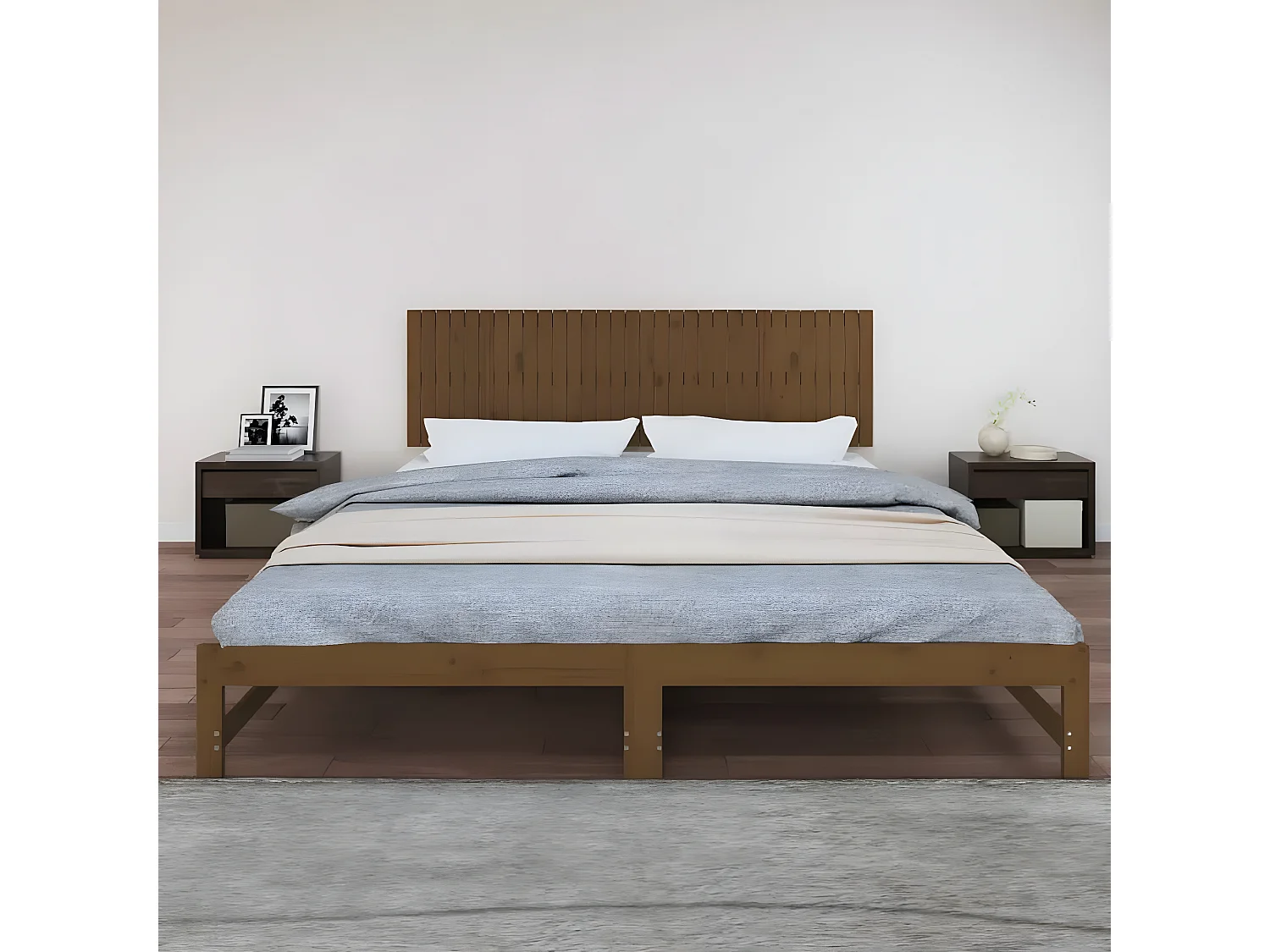 Wand-Kopfteil für Bett | Bett-Kopfteil Honigbraun 204x3x60 cm Massivholz Kiefer -MN126449