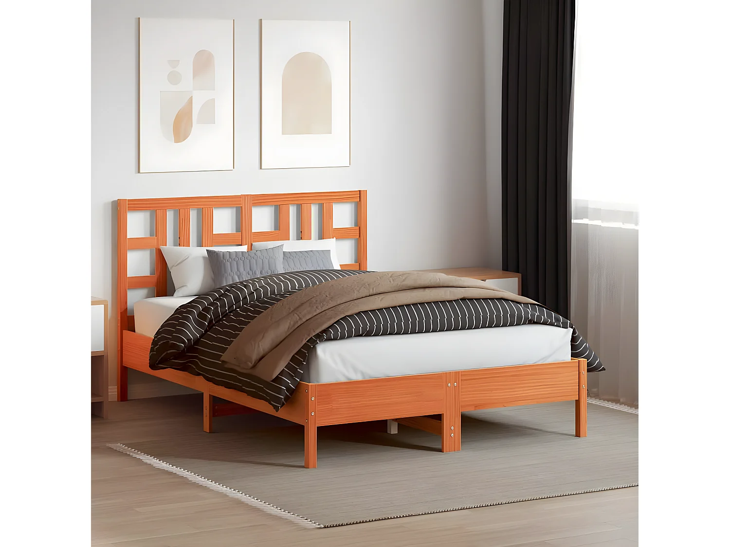 Kopfteil für Bett | Bett-Kopfteil Wachsbraun 150 cm Massivholz Kiefer -MN464731