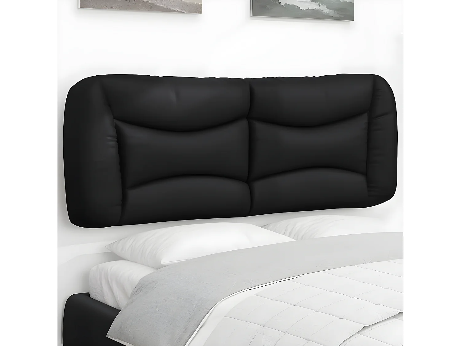 Kopfteil für Bett | Bett-Kopfteil-Kissen Schwarz 140 cm Kunstleder -MN346000