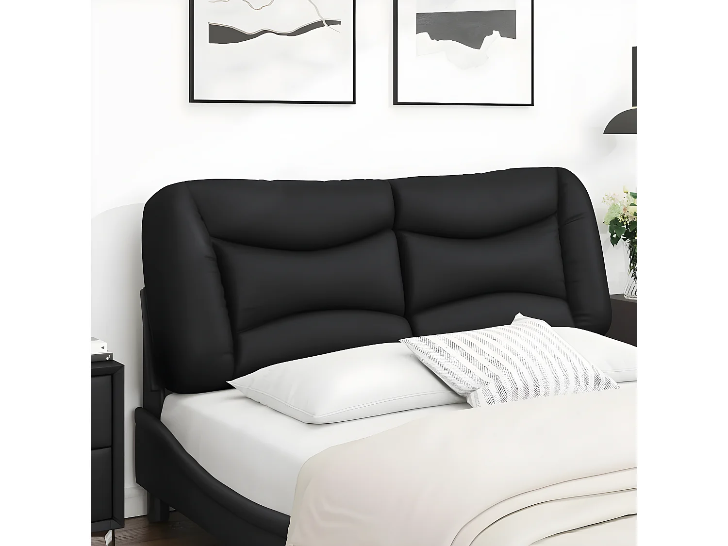Kopfteil für Bett | Bett-Kopfteil-Kissen Schwarz 140 cm Kunstleder -MN346000