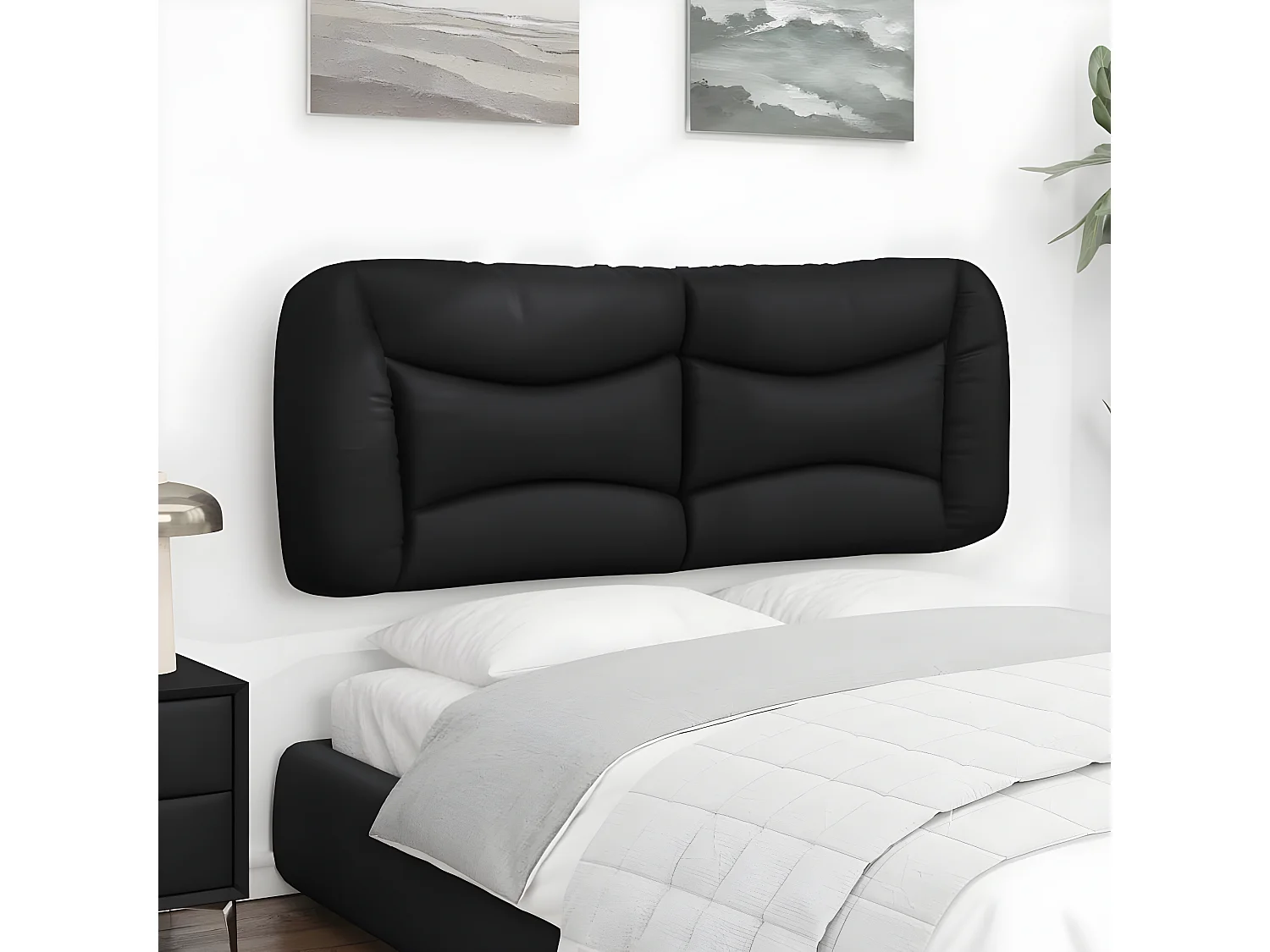 Kopfteil für Bett | Bett-Kopfteil-Kissen Schwarz 140 cm Kunstleder -MN346000