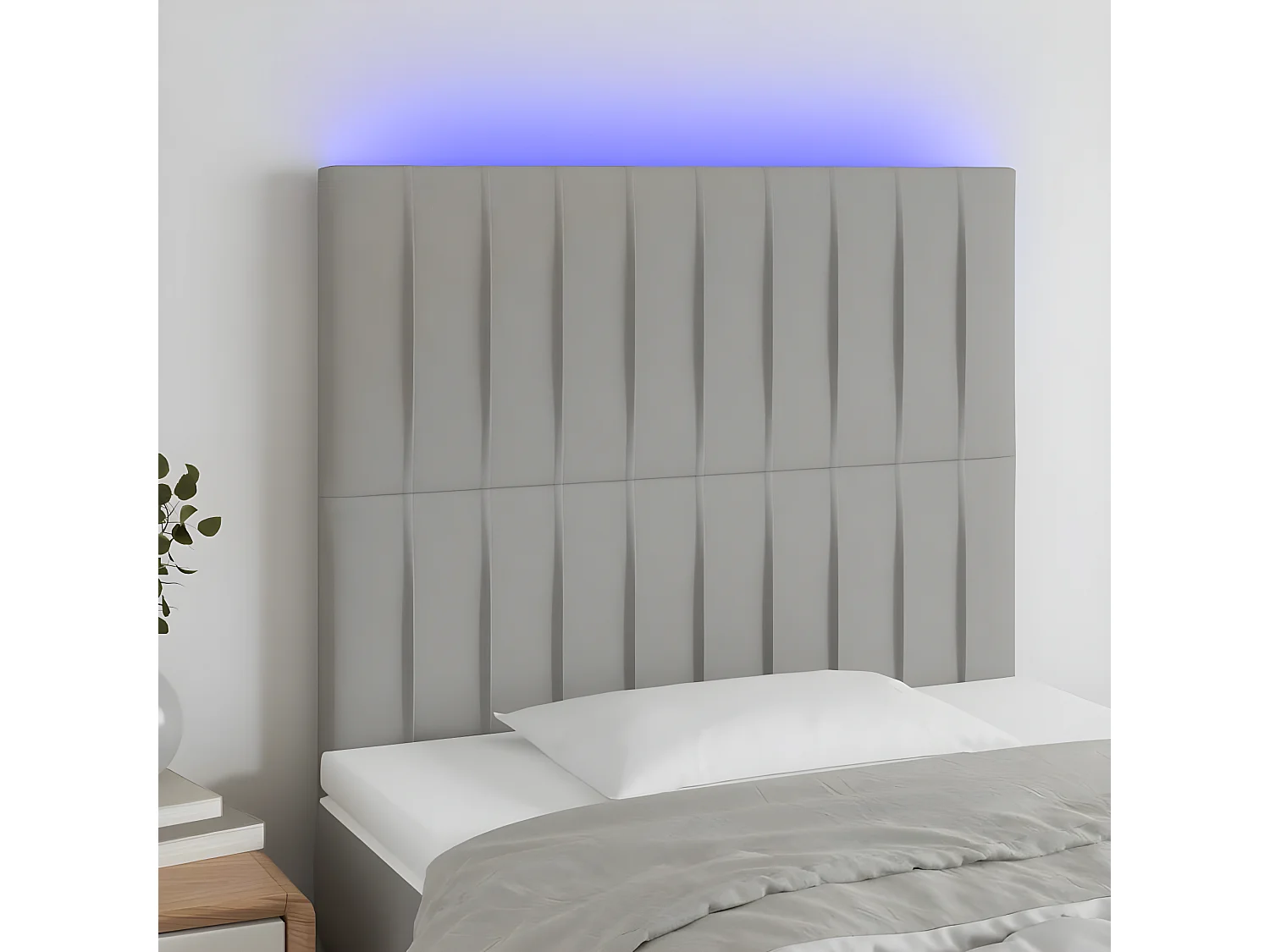 LED - Kopfteil für Bett | Bett-Kopfteil Hellgrau 90x5x118/128 cm Stoff -MN517132