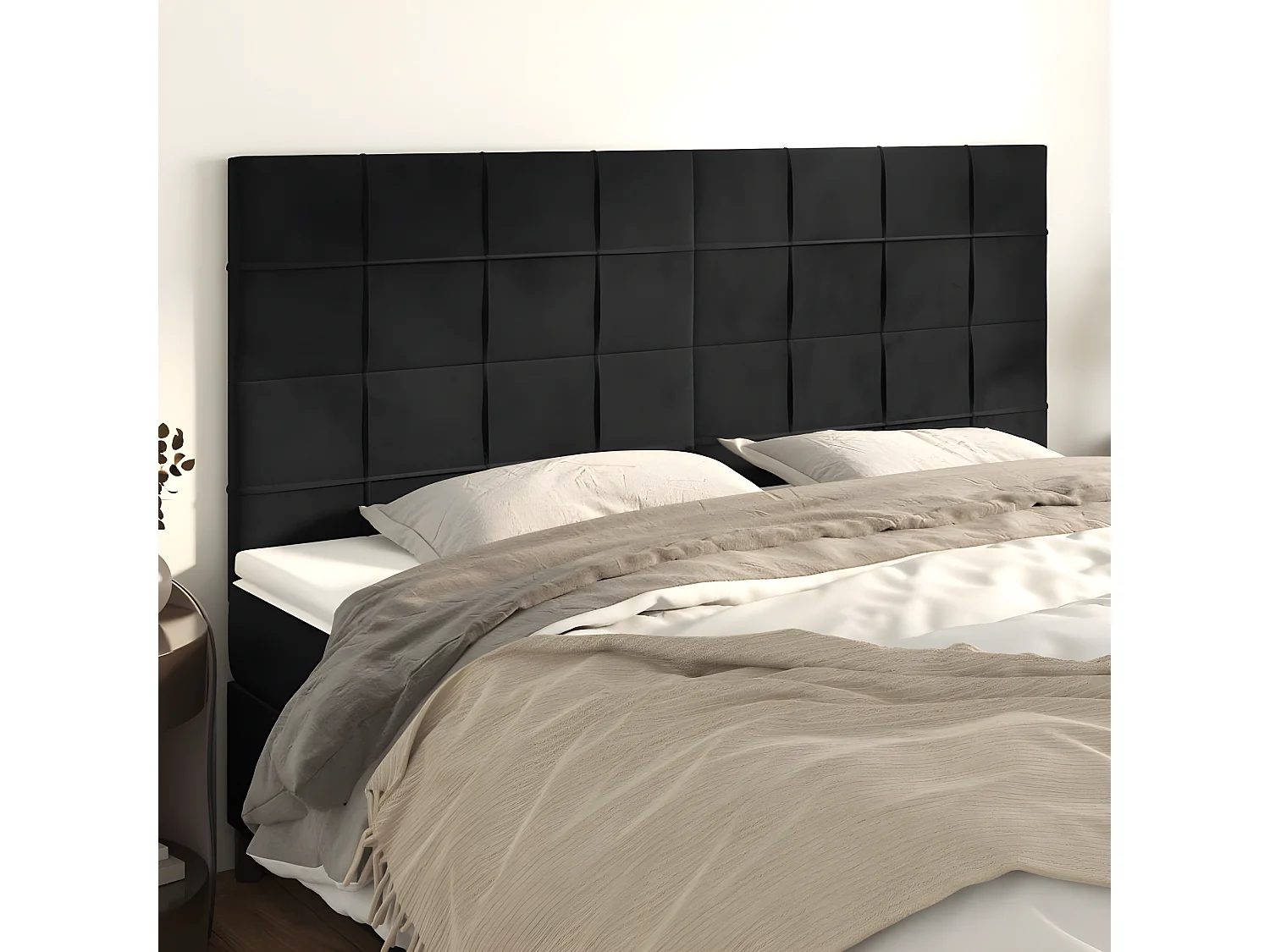 4er Kopfteil für Bett | Bett-Kopfteile Schwarz 100x5x78/88 cm Samt -MN601400