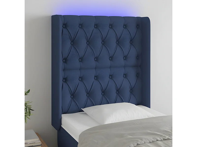 LED - Kopfteil für Bett | Bett-Kopfteil Blau 83x16x118/128 cm Stoff -MN980254
