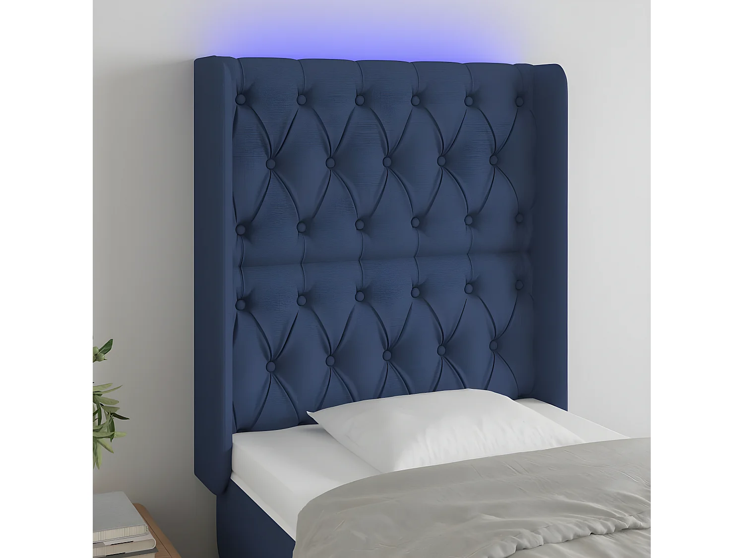 LED - Kopfteil für Bett | Bett-Kopfteil Blau 83x16x118/128 cm Stoff -MN980254
