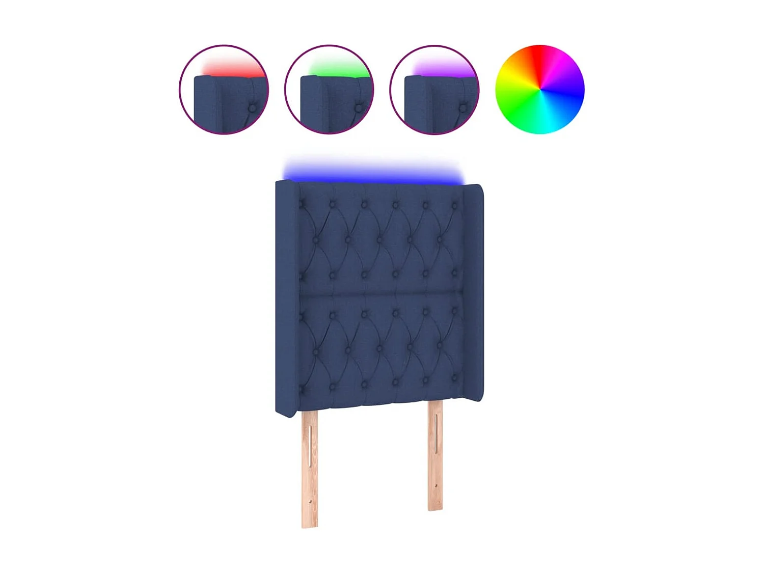 LED - Kopfteil für Bett | Bett-Kopfteil Blau 83x16x118/128 cm Stoff -MN980254