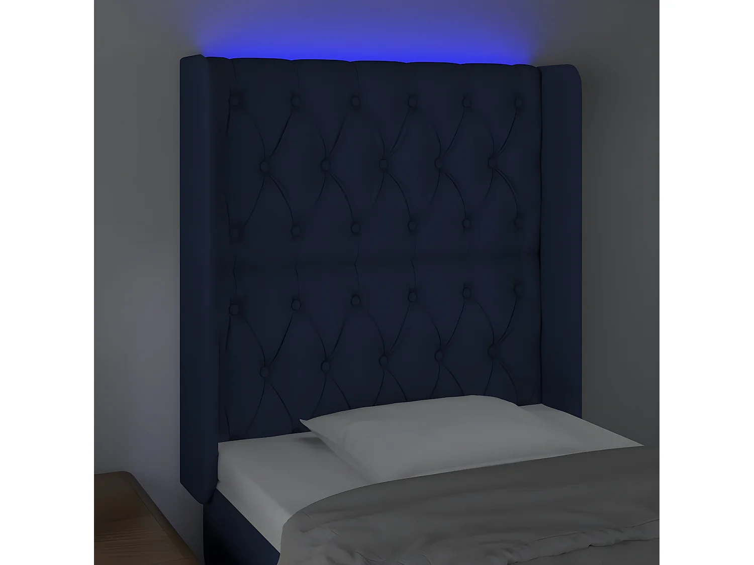 LED - Kopfteil für Bett | Bett-Kopfteil Blau 83x16x118/128 cm Stoff -MN980254