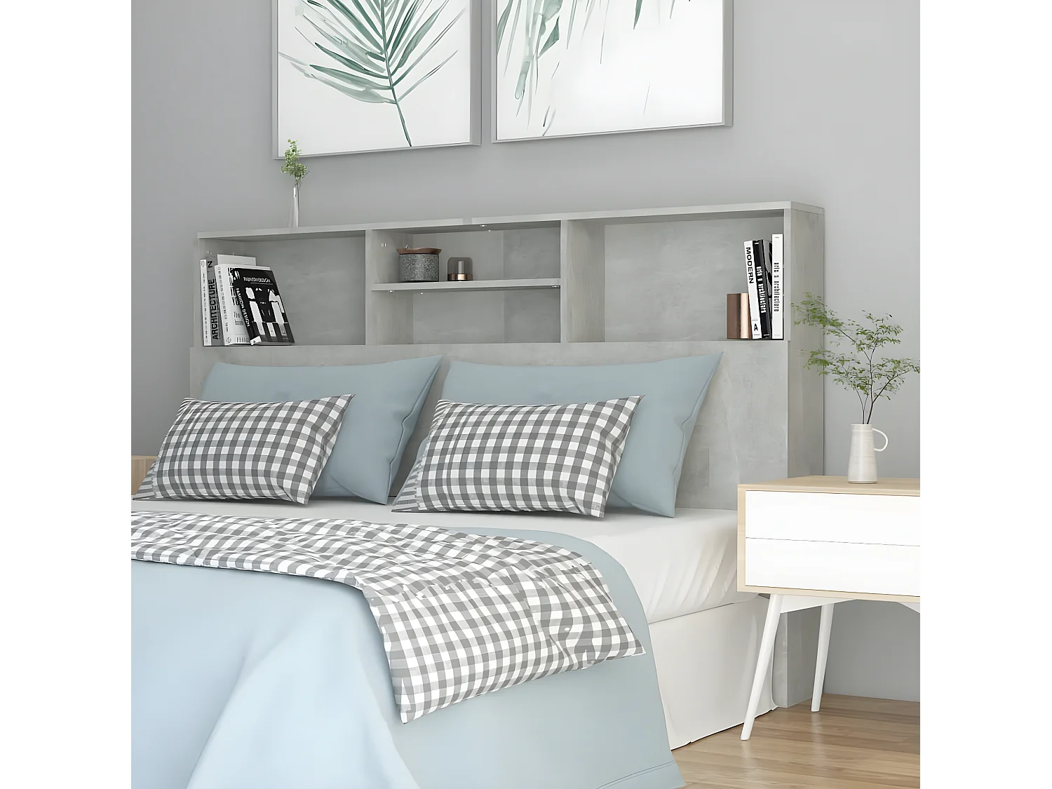 Kopfteil für Bett - Bett-Kopfteil mit Ablagen Betongrau 160x19x103,5 cm -MN700548