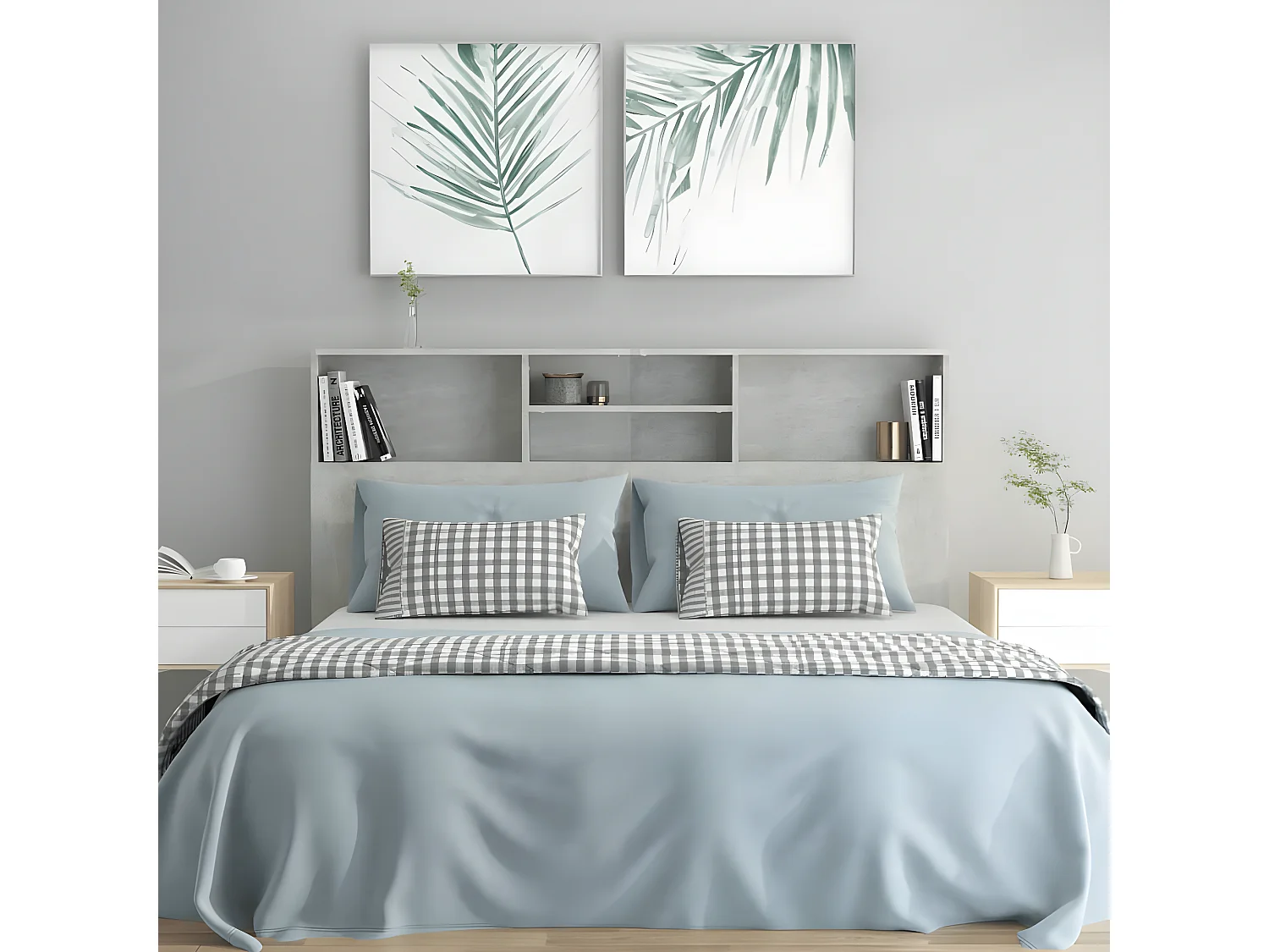 Kopfteil für Bett - Bett-Kopfteil mit Ablagen Betongrau 160x19x103,5 cm -MN700548