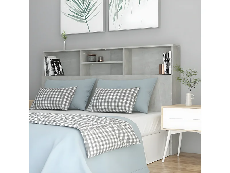 Kopfteil für Bett - Bett-Kopfteil mit Ablagen Betongrau 160x19x103,5 cm -MN700548