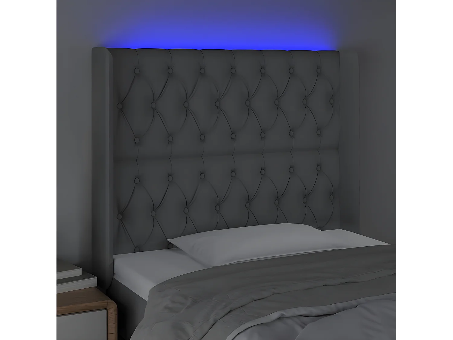 LED - Kopfteil für Bett | Bett-Kopfteil Hellgrau 93x16x118/128 cm Stoff -MN335813