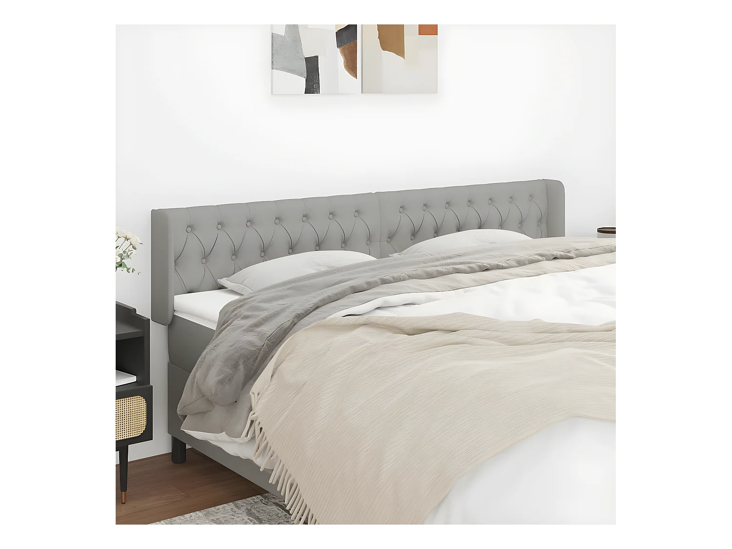 Kopfteil für Bett | Bett-Kopfteil mit Ohren Hellgrau 183x16x78/88 cm Stoff -MN209564