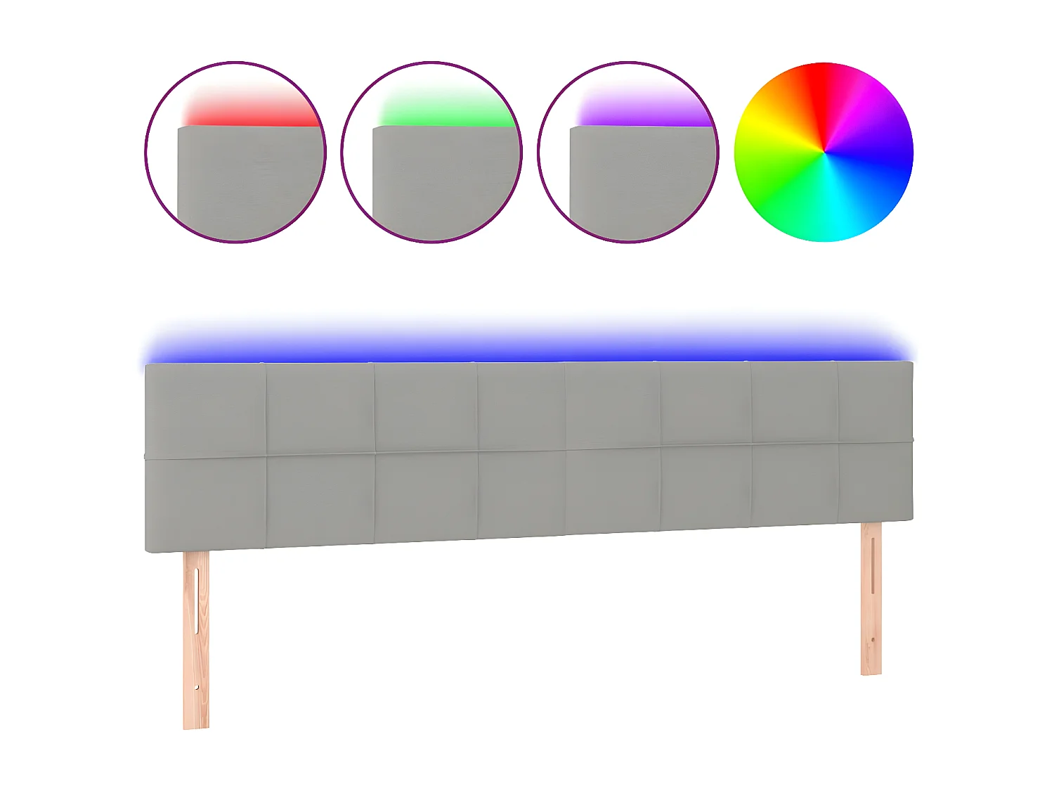 LED - Kopfteil für Bett | Bett-Kopfteil Hellgrau 160x5x78/88 cm Stoff -MN243451
