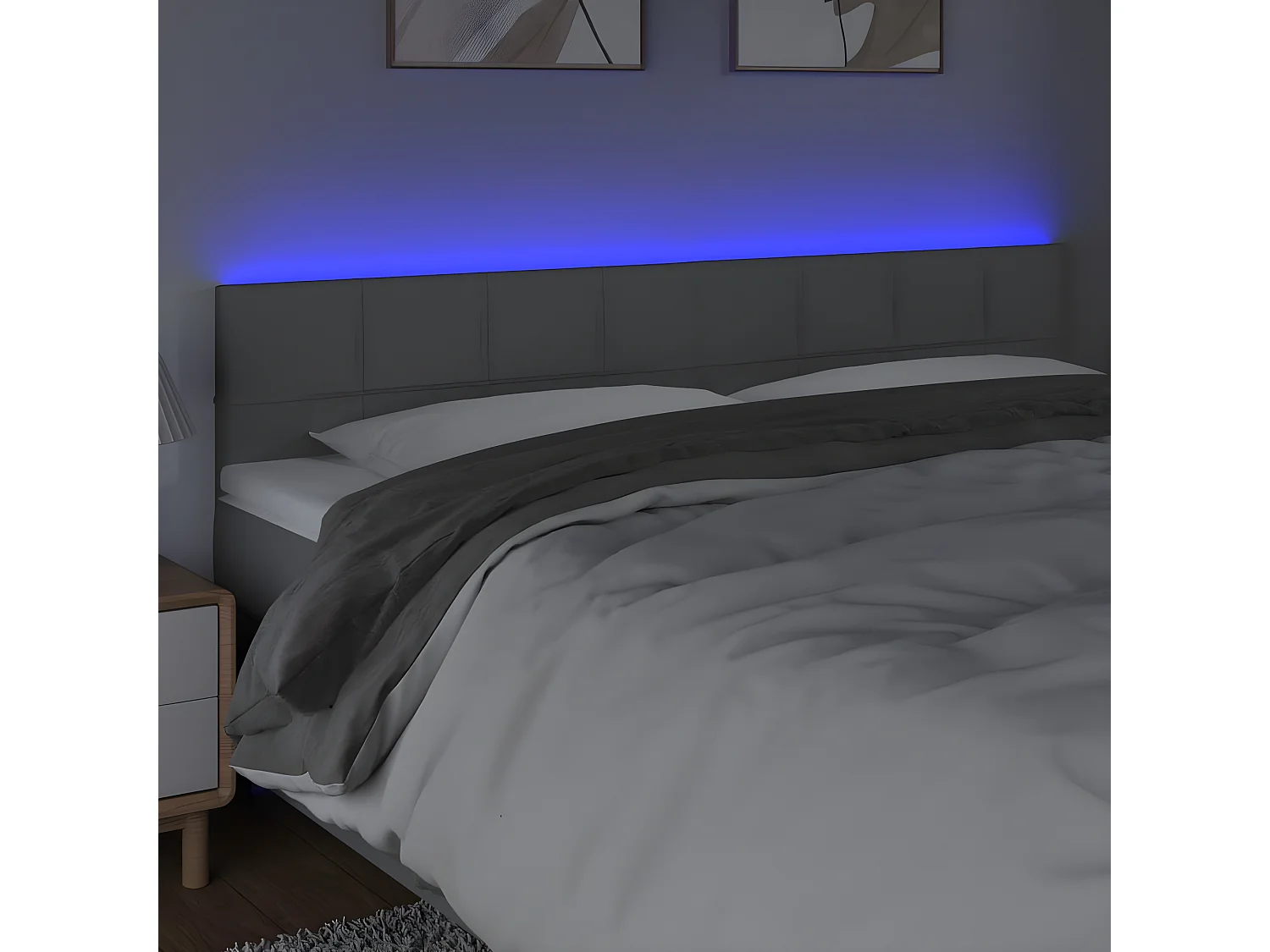LED - Kopfteil für Bett | Bett-Kopfteil Hellgrau 160x5x78/88 cm Stoff -MN243451