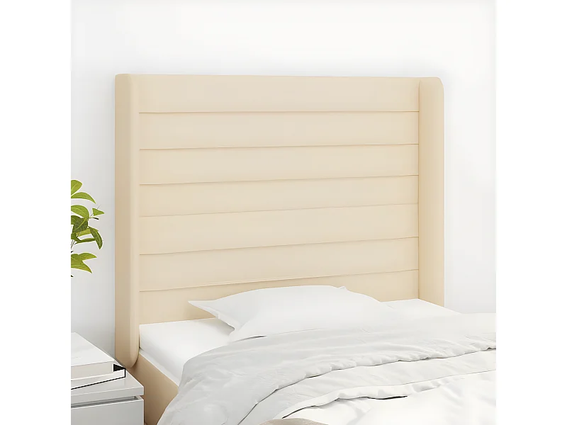 Kopfteil für Bett | Bett-Kopfteil mit Ohren Creme 93x16x118/128 cm Stoff -MN506698