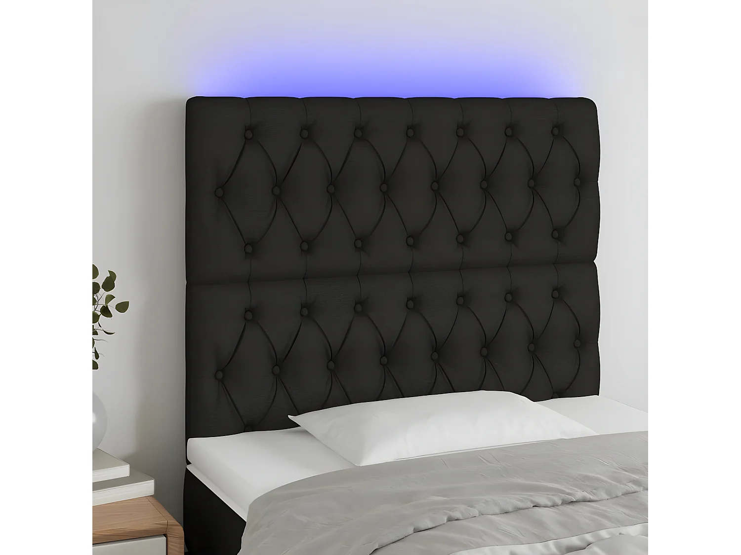 LED - Kopfteil für Bett | Bett-Kopfteil Schwarz 90x7x118/128 cm Stoff -MN483567