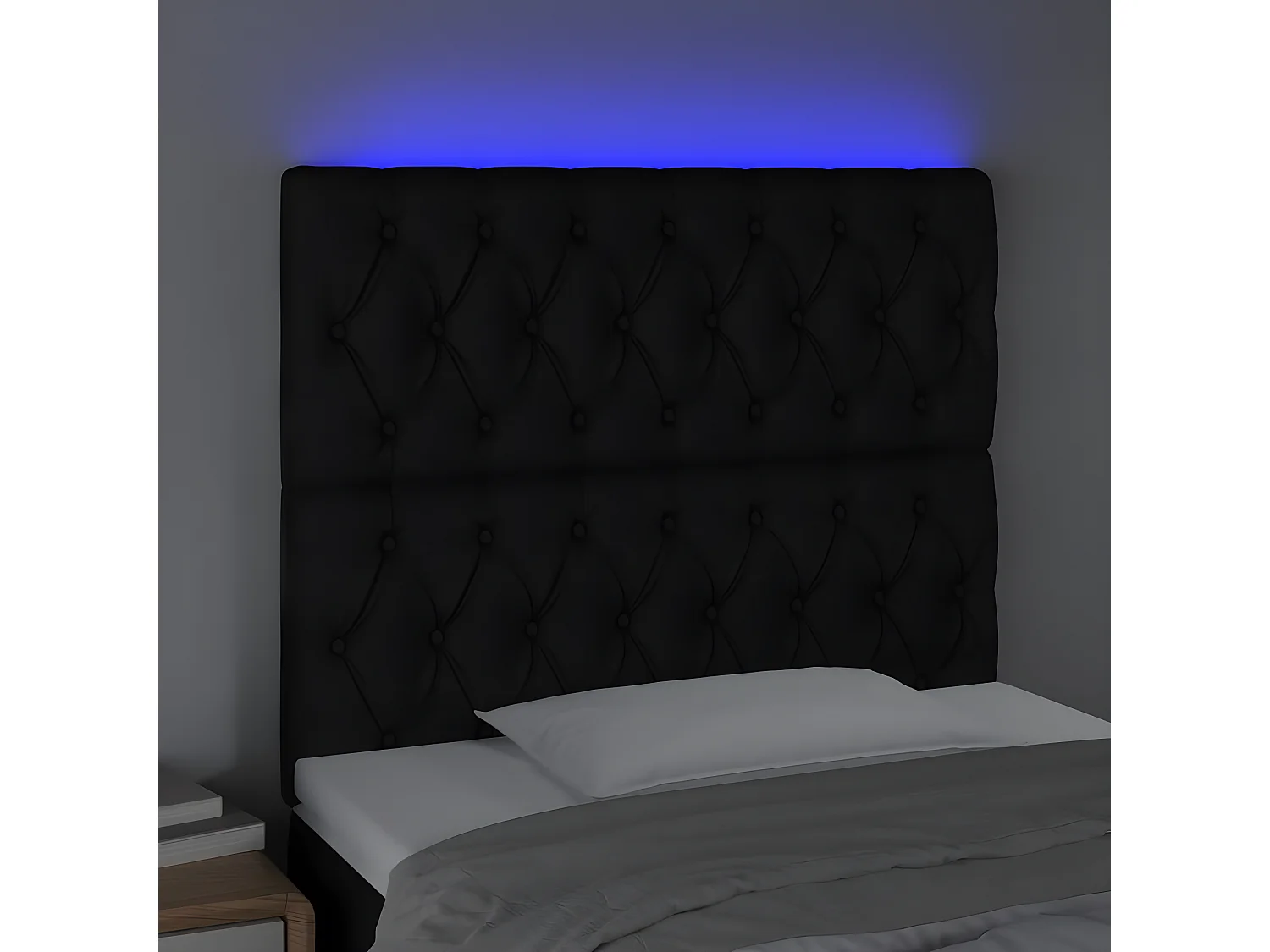 LED - Kopfteil für Bett | Bett-Kopfteil Schwarz 90x7x118/128 cm Stoff -MN483567