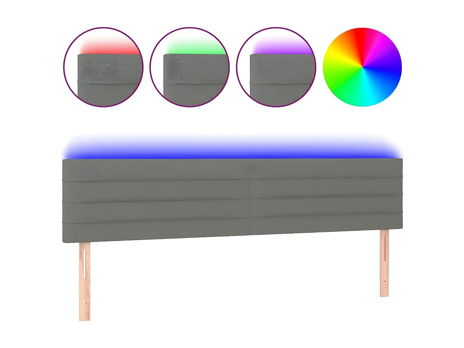LED - Kopfteil für Bett | Bett-Kopfteil Dunkelgrau 200x5x78/88 cm Stoff -MN379963