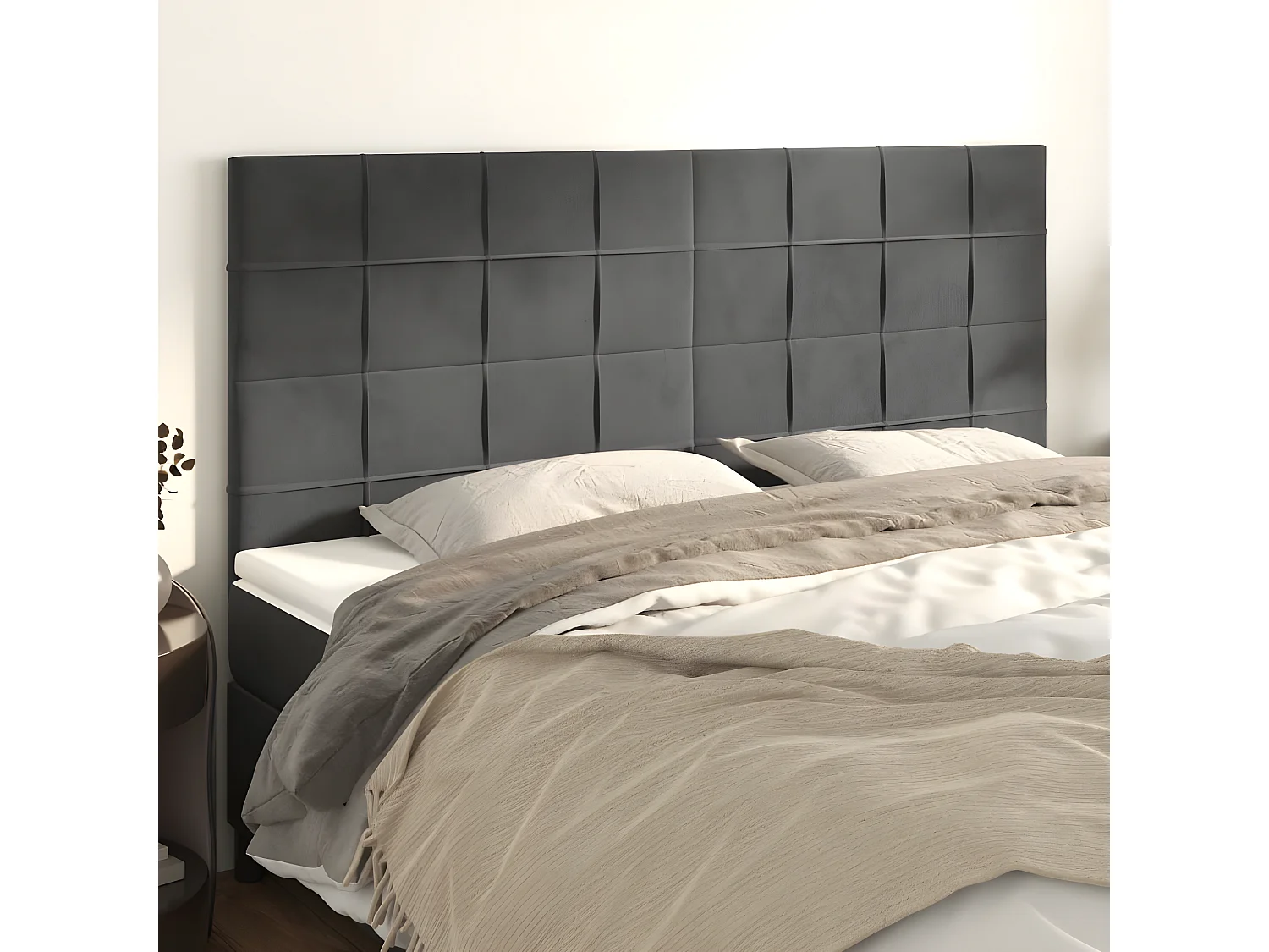 4er Kopfteil für Bett | Bett-Kopfteile Dunkelgrau 100x5x78/88 cm Samt -MN314431