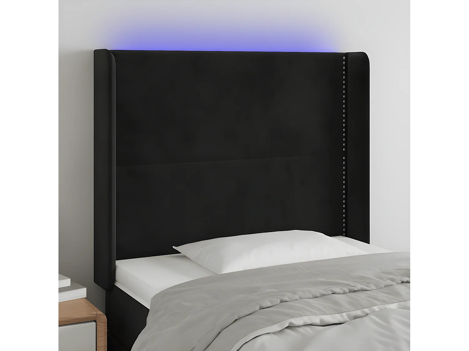 LED - Kopfteil für Bett | Bett-Kopfteil Schwarz 103x16x118/128 cm Samt -MN389085