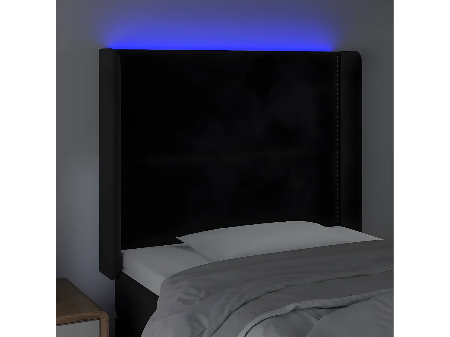 LED - Kopfteil für Bett | Bett-Kopfteil Schwarz 103x16x118/128 cm Samt -MN389085