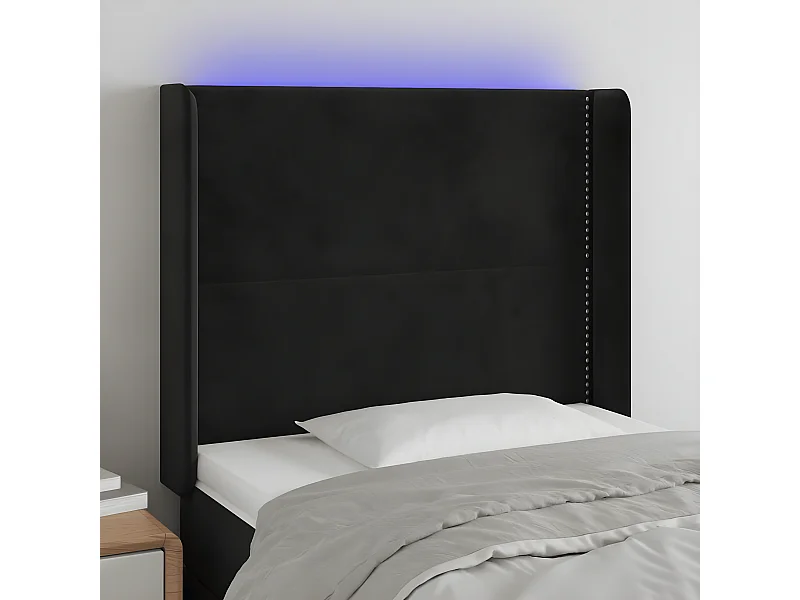 LED - Kopfteil für Bett | Bett-Kopfteil Schwarz 103x16x118/128 cm Samt -MN389085