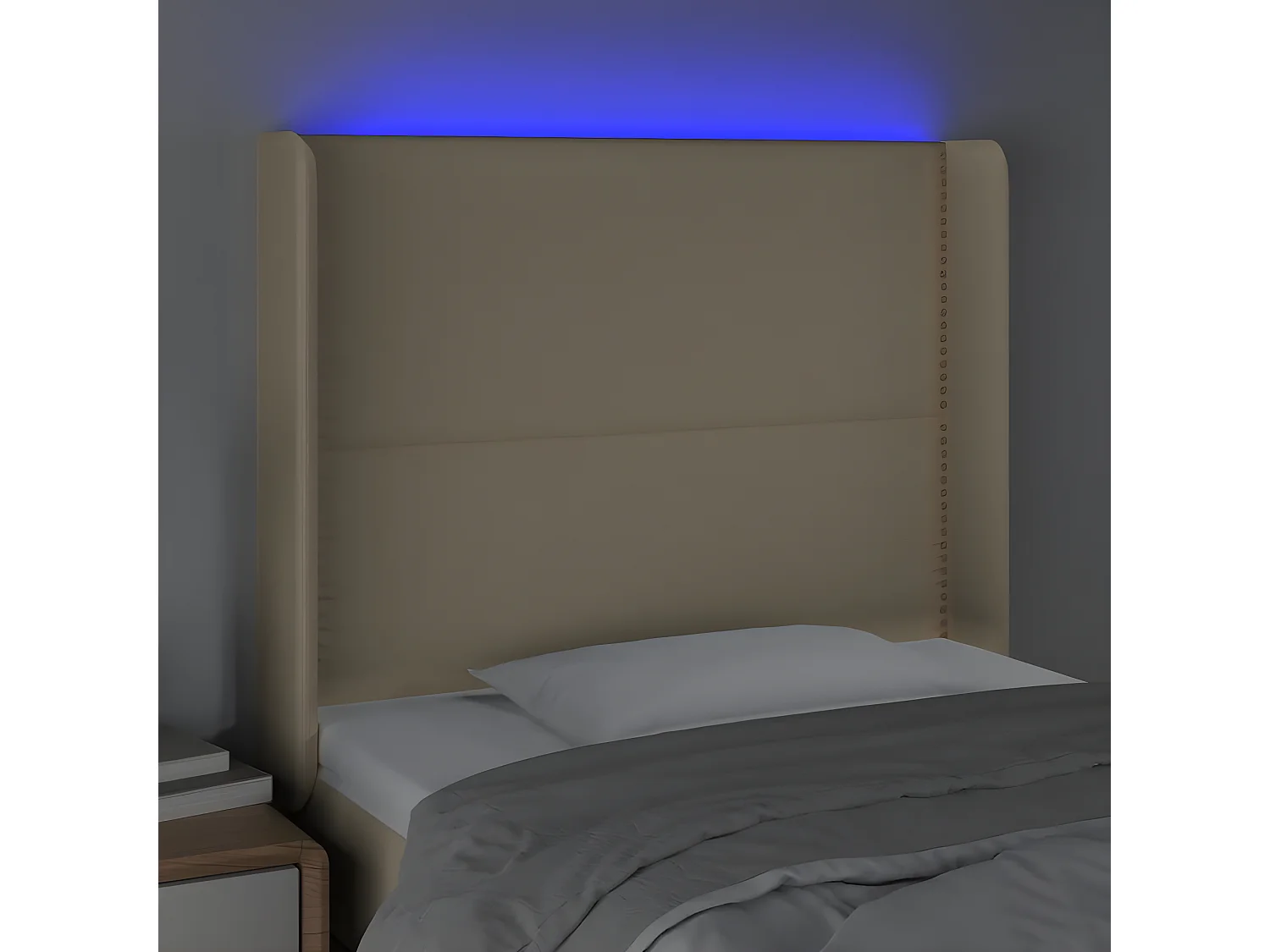 LED - Kopfteil für Bett | Bett-Kopfteil Creme 93x16x118/128 cm Stoff -MN428593