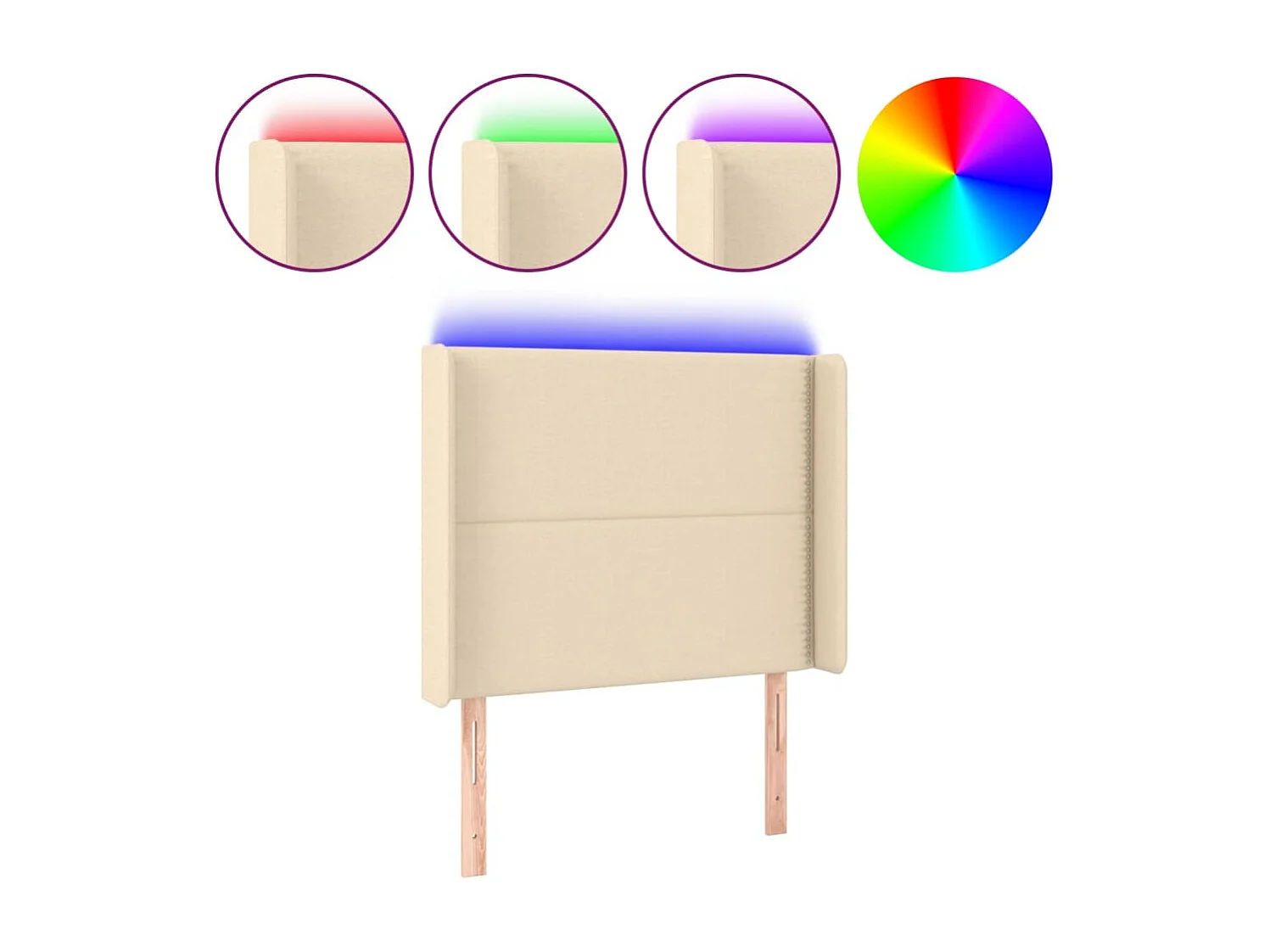 LED - Kopfteil für Bett | Bett-Kopfteil Creme 93x16x118/128 cm Stoff -MN428593