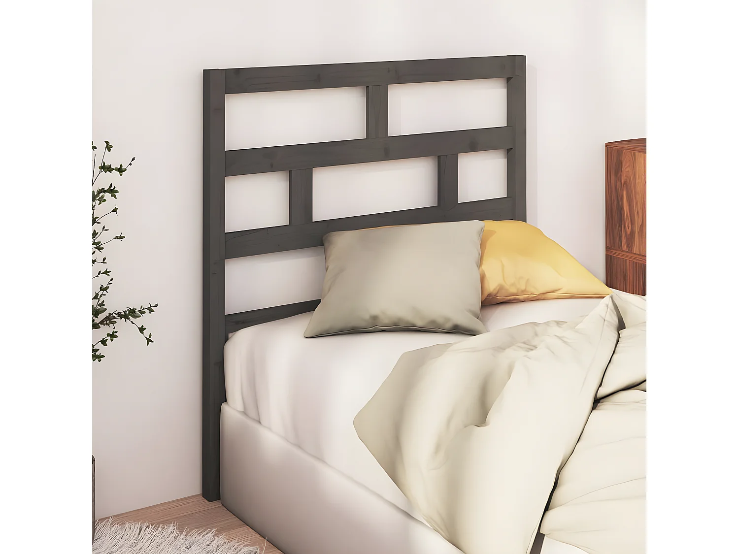 Kopfteil für Bett | Bett-Kopfteil Grau 96x4x100 cm Massivholz Kiefer -MN704098
