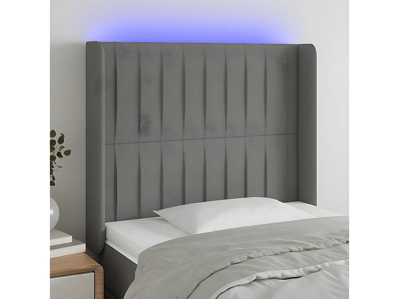 LED - Kopfteil für Bett | Bett-Kopfteil Dunkelgrau 93x16x118/128 cm Stoff -MN998445