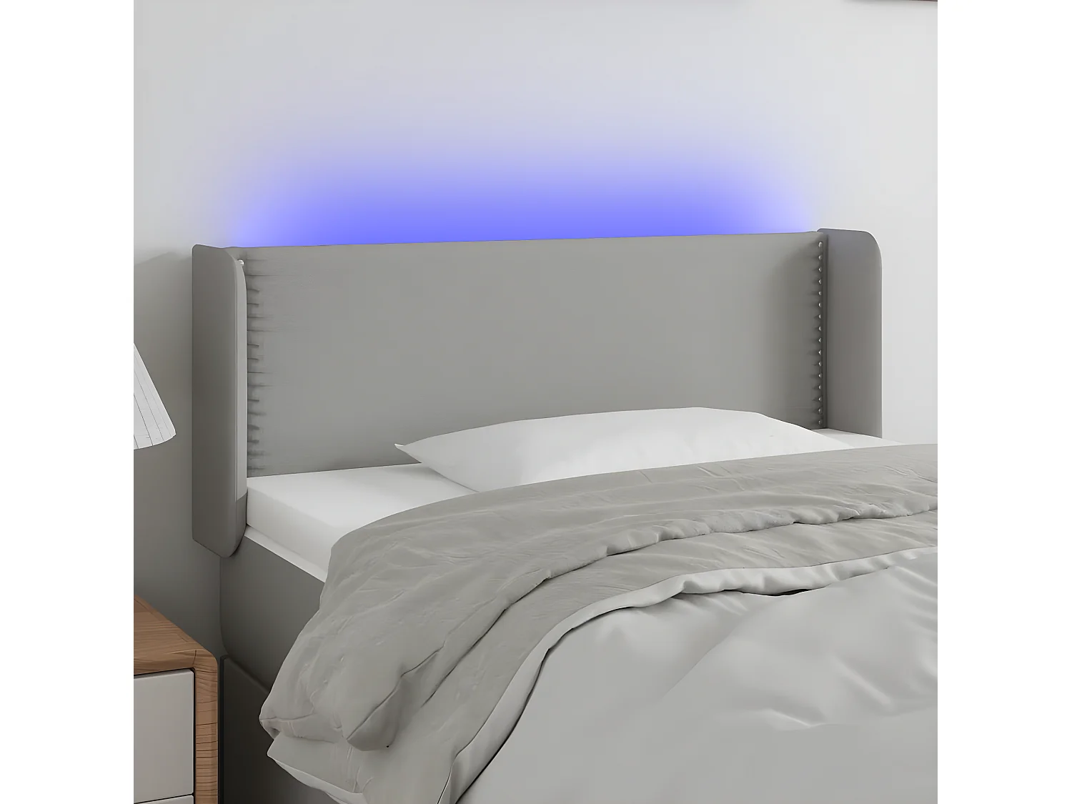 LED - Kopfteil für Bett | Bett-Kopfteil Hellgrau 93x16x78/88 cm Stoff -MN424626