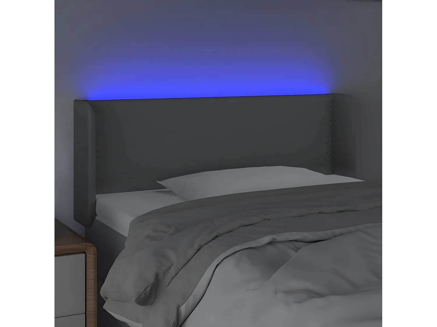 LED - Kopfteil für Bett | Bett-Kopfteil Hellgrau 93x16x78/88 cm Stoff -MN424626
