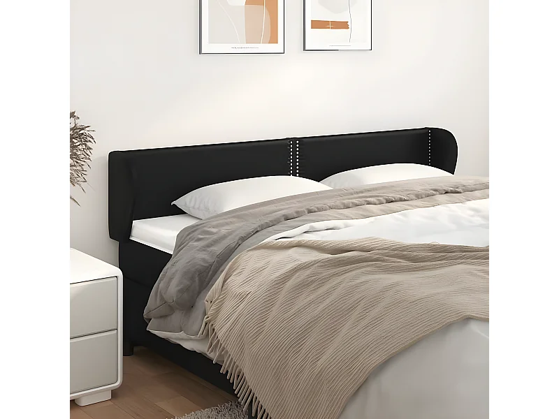 Kopfteil für Bett | Bett-Kopfteil mit Ohren Schwarz 203x23x78/88 cm Kunstleder -MN762180