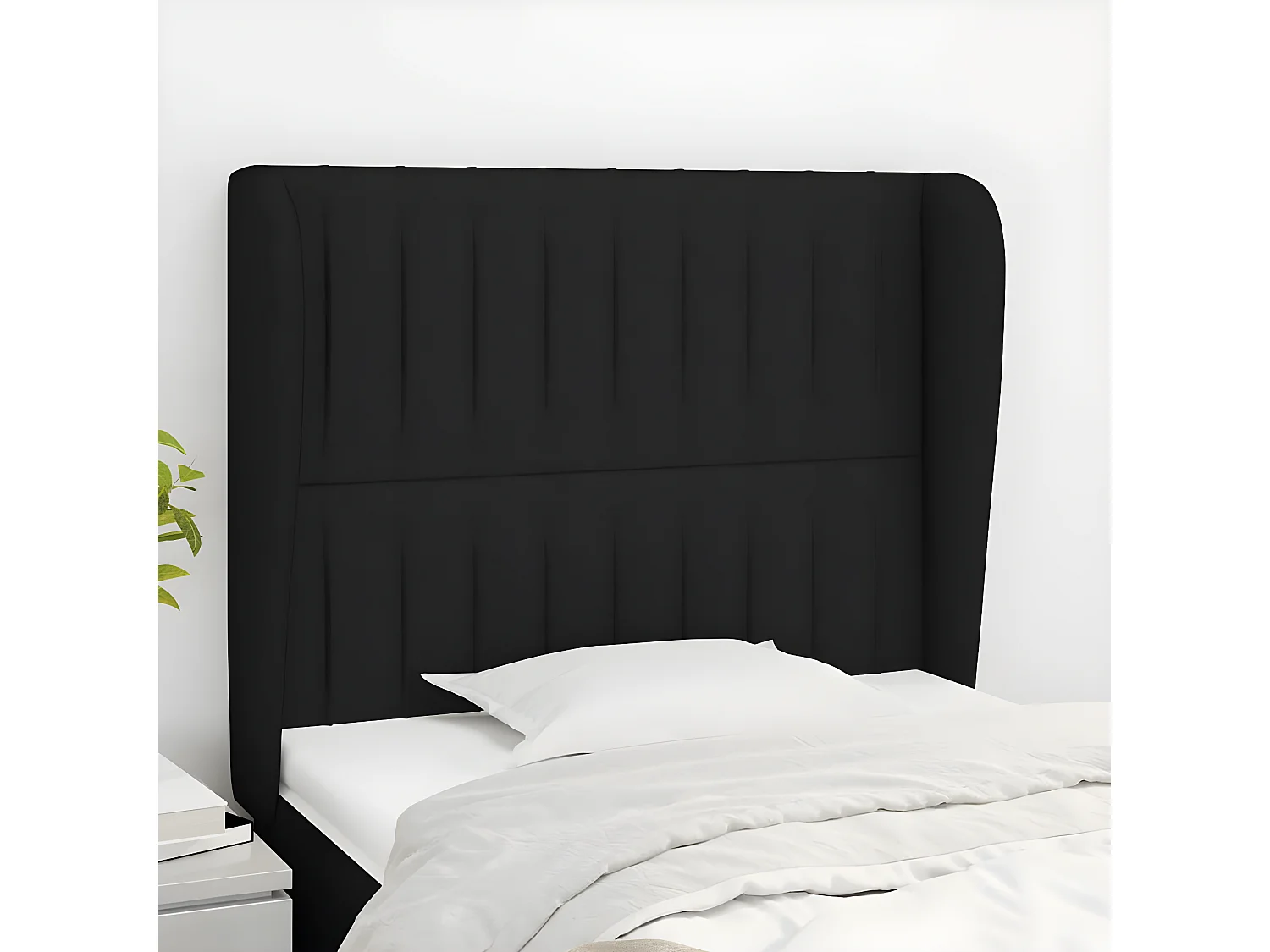 Kopfteil für Bett | Bett-Kopfteil mit Ohren Schwarz 103x23x118/128 cm Stoff -MN486420