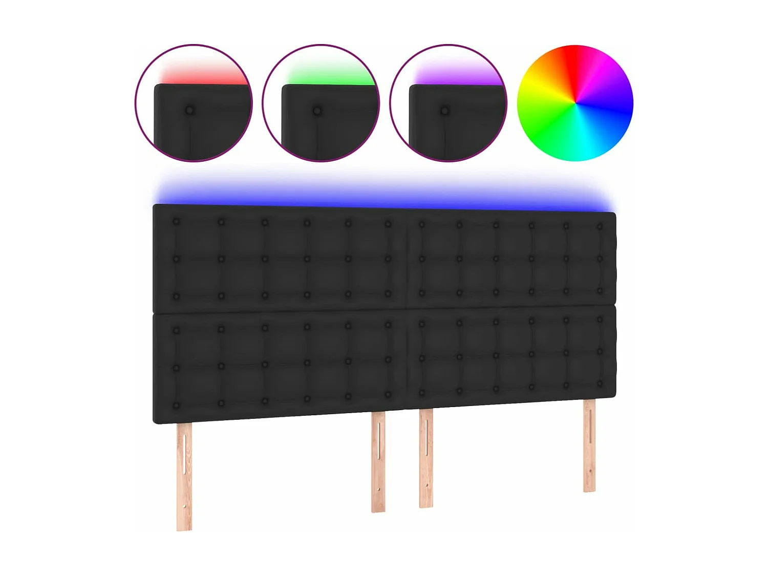 LED - Kopfteil für Bett | Bett-Kopfteil Schwarz 200x5x118/128 cm Kunstleder -MN164504