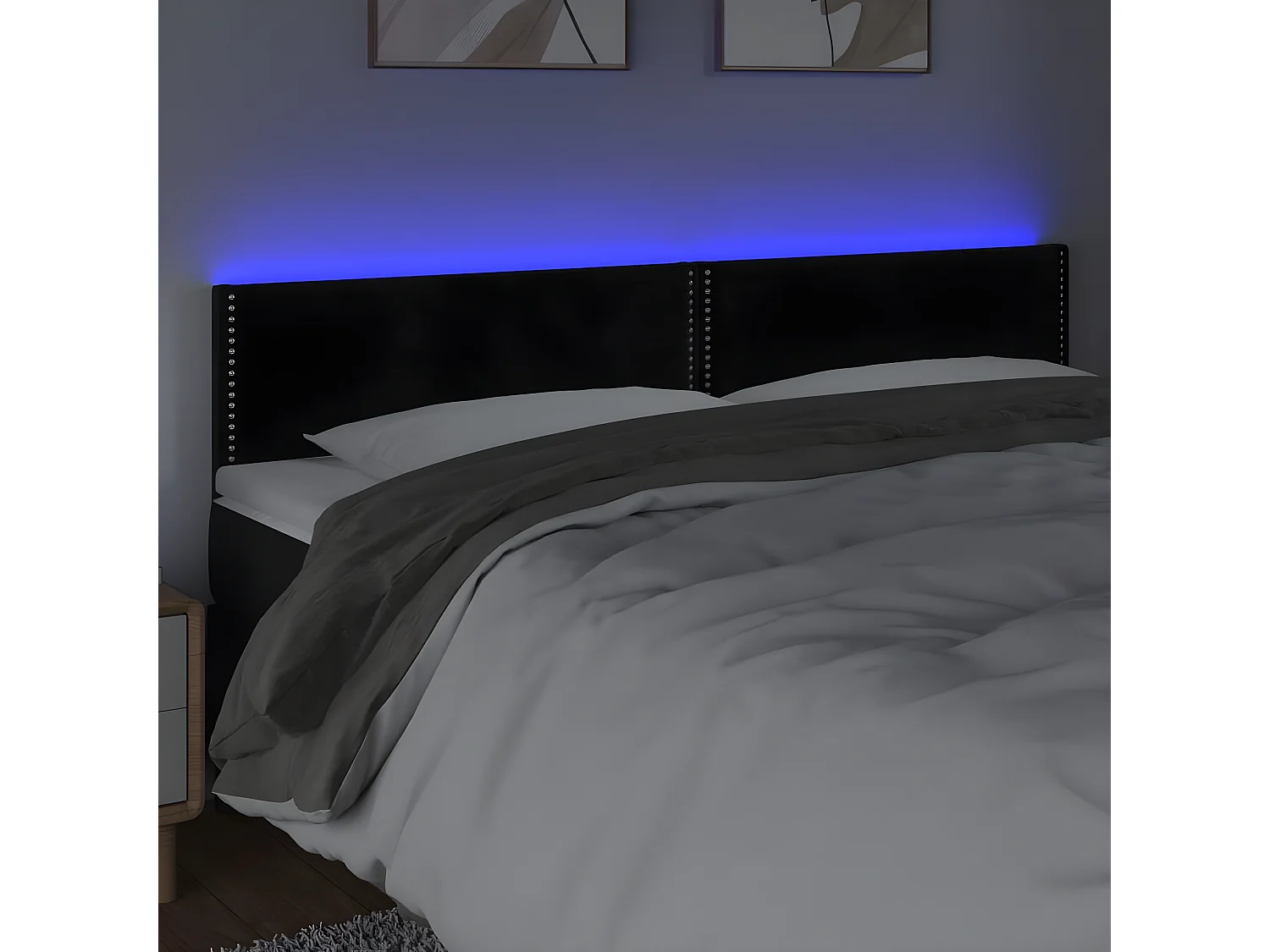 LED - Kopfteil für Bett | Bett-Kopfteil Schwarz 160x5x78/88 cm Samt -MN575977