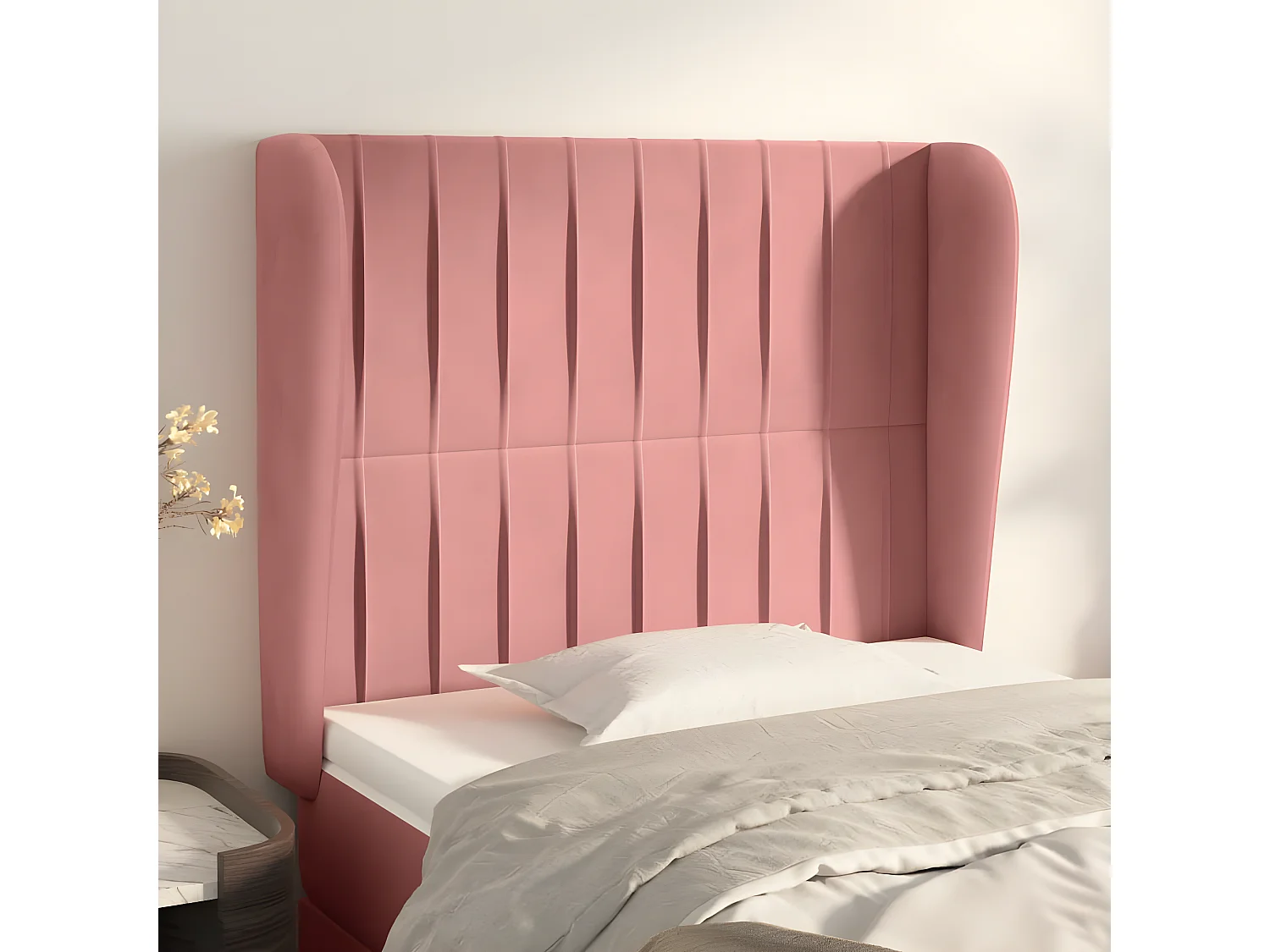 Kopfteil für Bett | Bett-Kopfteil mit Ohren Rosa 93x23x118/128 cm Samt -MN452500