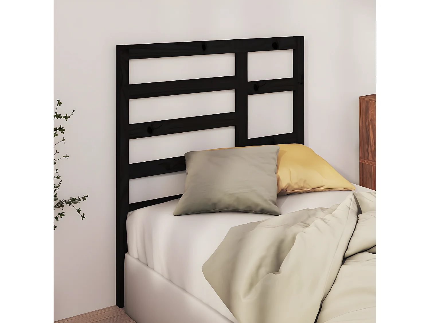 Kopfteil für Bett - Bett-Kopfteil Schwarz 106x4x104 cm Massivholz Kiefer -MN605391