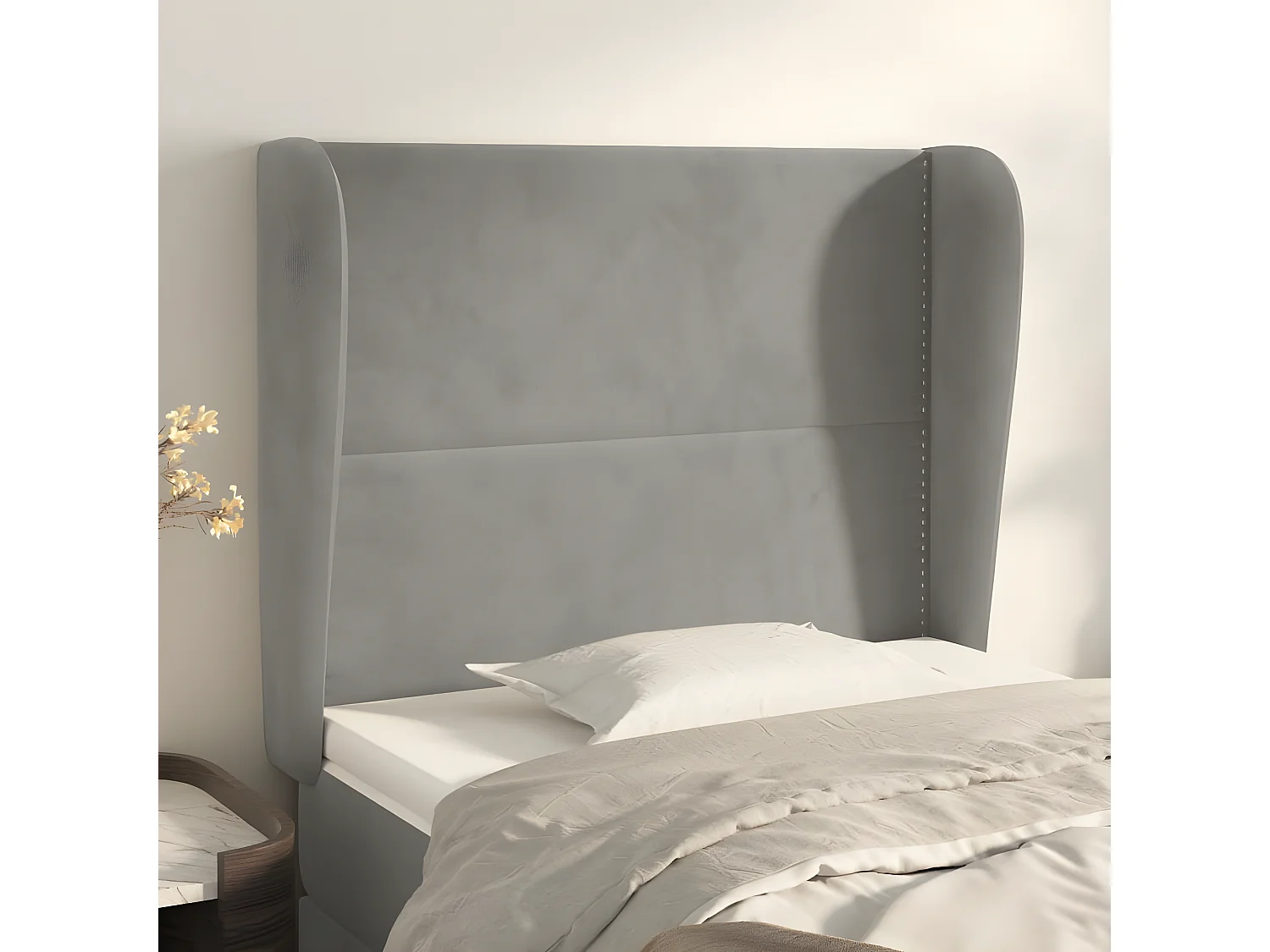 Kopfteil für Bett | Bett-Kopfteil mit Ohren Hellgrau 103x23x118/128 cm Samt -MN924401